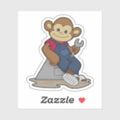 aap als Mechanisch met moersleutel Sticker (Vel)