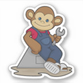 aap als Mechanisch met moersleutel Sticker (Voorkant)