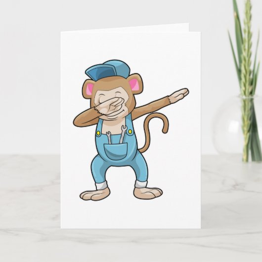 Aap als monteur bij Hip Hop Dance Dab Kaart (Voorkant)