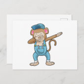 Aap als monteur bij hiphopdans Dab Briefkaart (Voorkant / Achterkant)