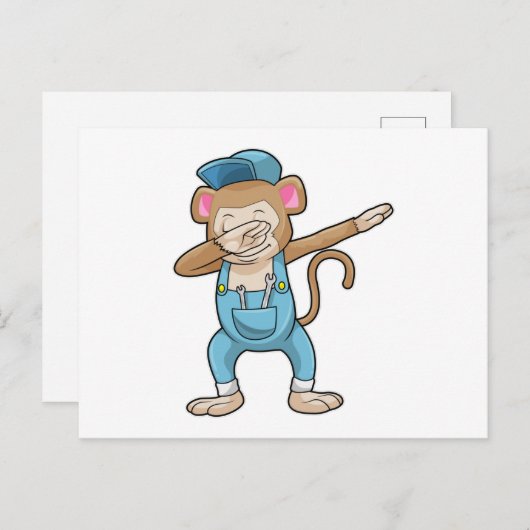 Aap als monteur bij hiphopdans Dab Briefkaart (Voorkant / Achterkant)