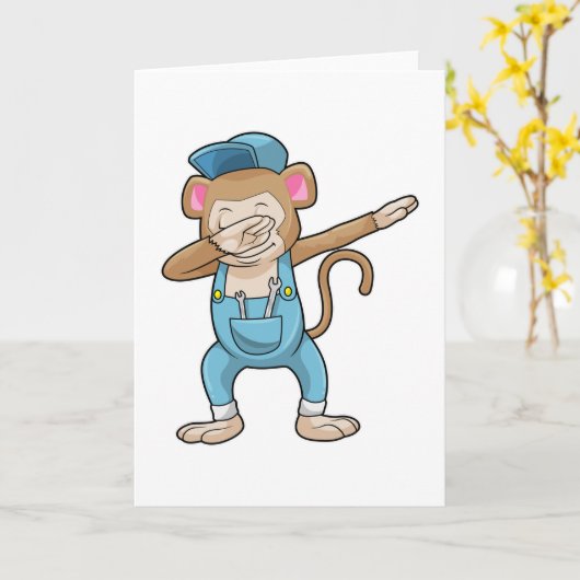 Aap als monteur bij hiphopdans Dab Kaart (Gele Bloem)