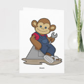 Aap als monteur met sleutel kaart (Achterkant)