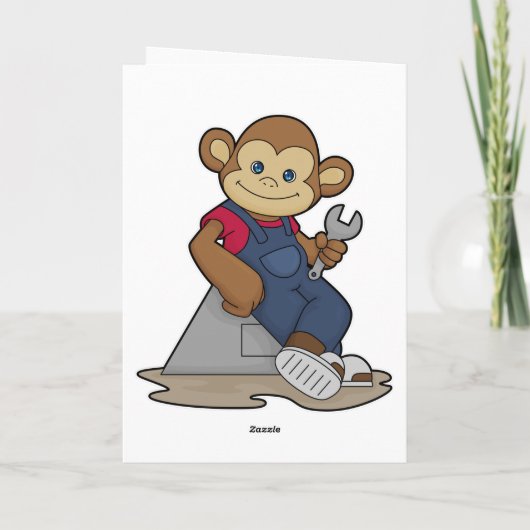 Aap als monteur met sleutel kaart (Achterkant)