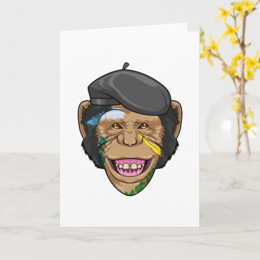 Aap als schilder kaart (Gele Bloem)