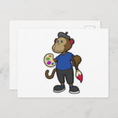 aap als schilder met verf en penseel briefkaart (Voorkant / Achterkant)
