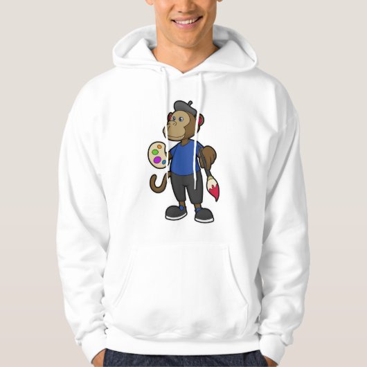 aap als schilder met verf en penseel hoodie (Voorkant)