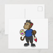 Aap als schilder met verf & kwast briefkaart (Voorkant / Achterkant)