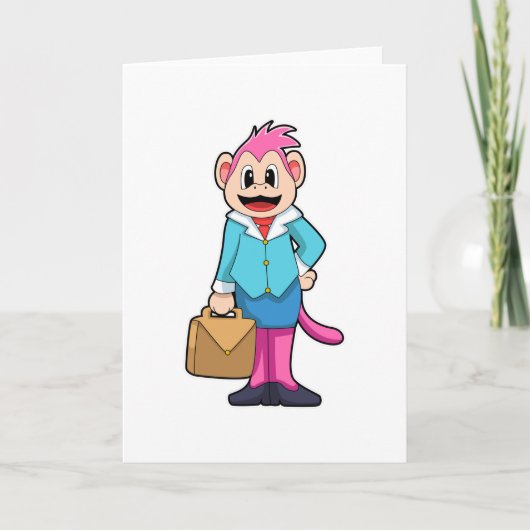 Aap als secretaresse met tas kaart (Voorkant)