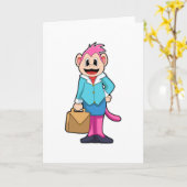 Aap als secretaresse met tas kaart (Gele Bloem)