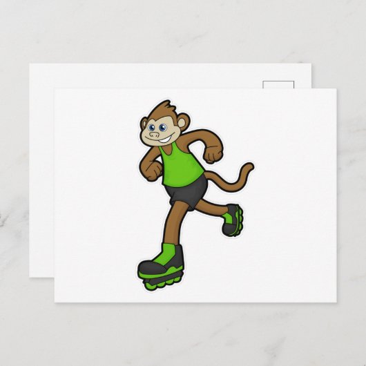 aap als Skater met gealigneerde schaatsen Briefkaart (Voorkant / Achterkant)