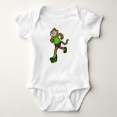 aap als Skater met gealigneerde schaatsen Romper (Voorkant)