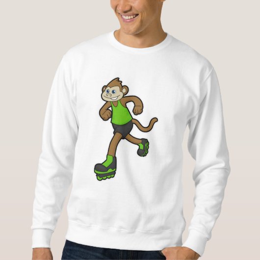 aap als Skater met gealigneerde schaatsen Trui (Voorkant)