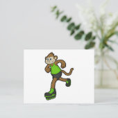 Aap als skater met inline schaatsen briefkaart (Staand voorkant)