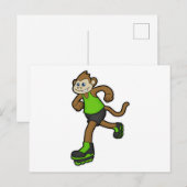 Aap als skater met inline skates briefkaart (Voorkant / Achterkant)