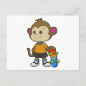 Aap als skater met skateboard briefkaart (Voorkant)