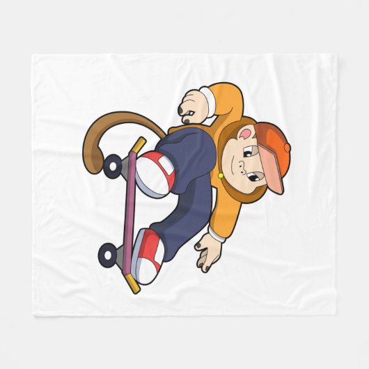 aap als Skater met skateboard Fleece Deken (Voorkant (Horizontaal))