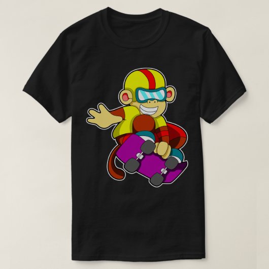 Aap als Skater met Skateboard Helm T-shirt (Design voorkant)
