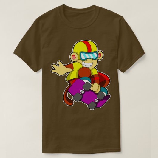 Aap als Skater met Skateboard Helm T-shirt (Design voorkant)