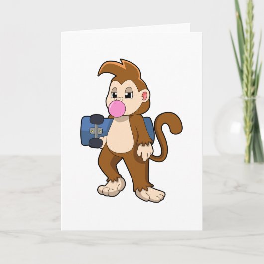 aap als Skater met skateboard Kaart (Voorkant)