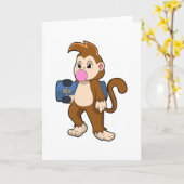 aap als Skater met skateboard Kaart (Gele Bloem)