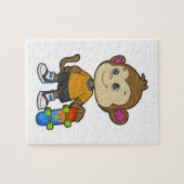 aap als Skater met skateboard Legpuzzel (Horizontaal)