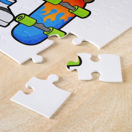 aap als Skater met skateboard Legpuzzel (Zijkant)