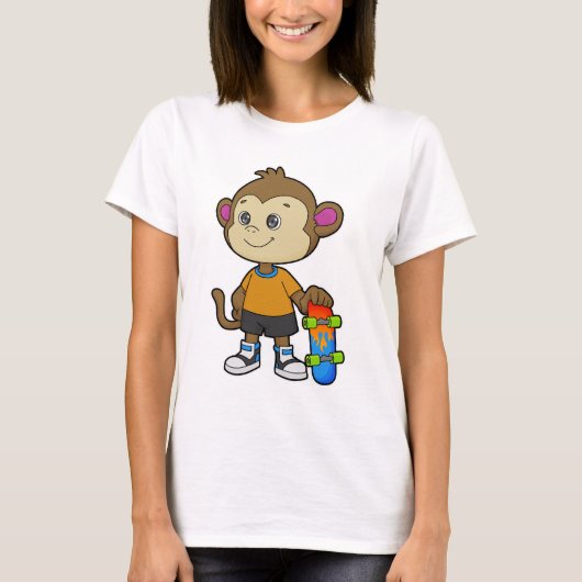 aap als Skater met skateboard T-shirt (Voorkant)