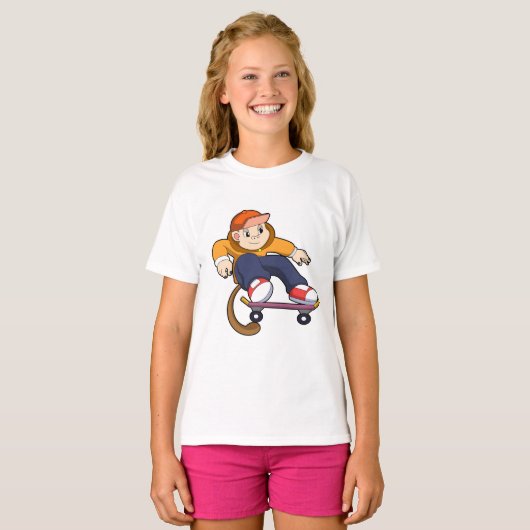 aap als Skater met skateboard T-shirt (Voorkant volledig)