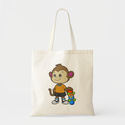 aap als Skater met skateboard Tote Bag (Voorkant)