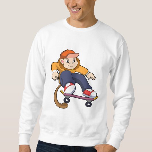 aap als Skater met skateboard Trui (Voorkant)