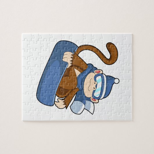aap als sneeuwboarder met Sonowboard.PNG Legpuzzel (Horizontaal)