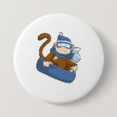 aap als sneeuwboarder met Sonowboard.PNG Ronde Button 7,6 Cm (Voorkant)