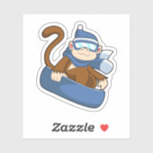 aap als sneeuwboarder met Sonowboard.PNG Sticker (Vel)