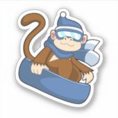 aap als sneeuwboarder met Sonowboard.PNG Sticker (Voorkant)