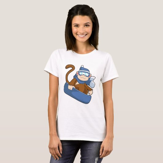 aap als sneeuwboarder met Sonowboard.PNG T-shirt (Voorkant volledig)