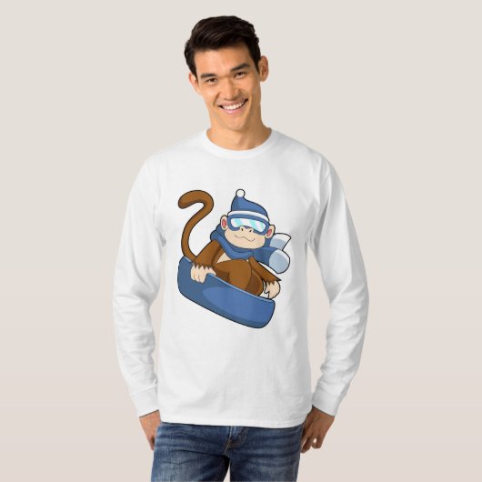 aap als sneeuwboarder met Sonowboard.PNG T-shirt (Voorkant volledig)