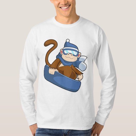 aap als sneeuwboarder met Sonowboard.PNG T-shirt (Voorkant)