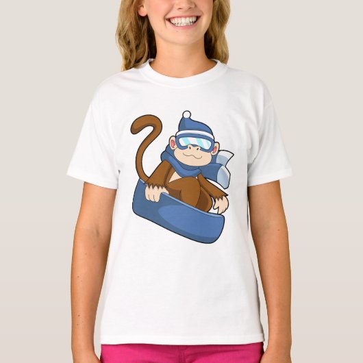 aap als sneeuwboarder met Sonowboard.PNG T-shirt (Voorkant)