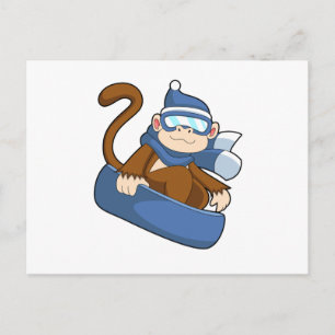 Aap als snowboarder met Sonowboard.PNG Briefkaart