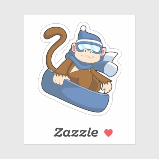 Aap als snowboarder met Sonowboard.PNG Sticker (Vel)