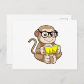 Aap als student met bril en boek briefkaart (Voorkant / Achterkant)