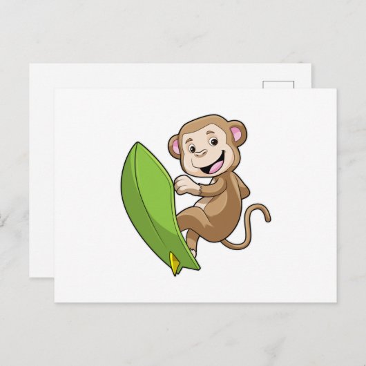 aap als Surfer met surfboard Briefkaart (Voorkant / Achterkant)