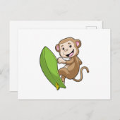 Aap als surfer met surfplank briefkaart (Voorkant / Achterkant)