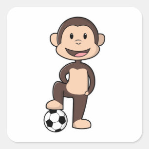 aap als Voetbal met Voetbal Vierkante Sticker