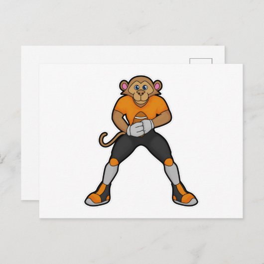 Aap als voetballer met voetbal briefkaart (Voorkant / Achterkant)