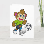 Aap als voetballer met voetbal kaart (Achterkant)