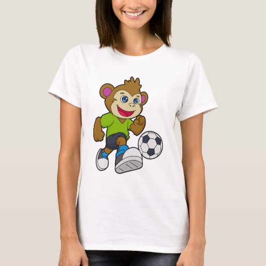 Aap als voetballer met voetbal t-shirt (Voorkant)
