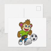 Aap als voetballspeler met voetbal briefkaart (Voorkant / Achterkant)