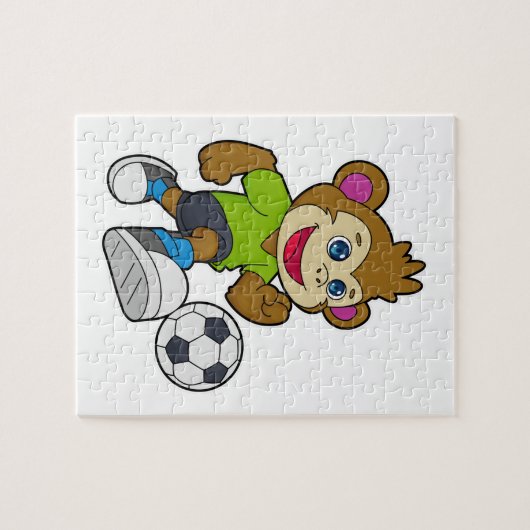 aap als voetzoeker met Voetbal Legpuzzel (Horizontaal)